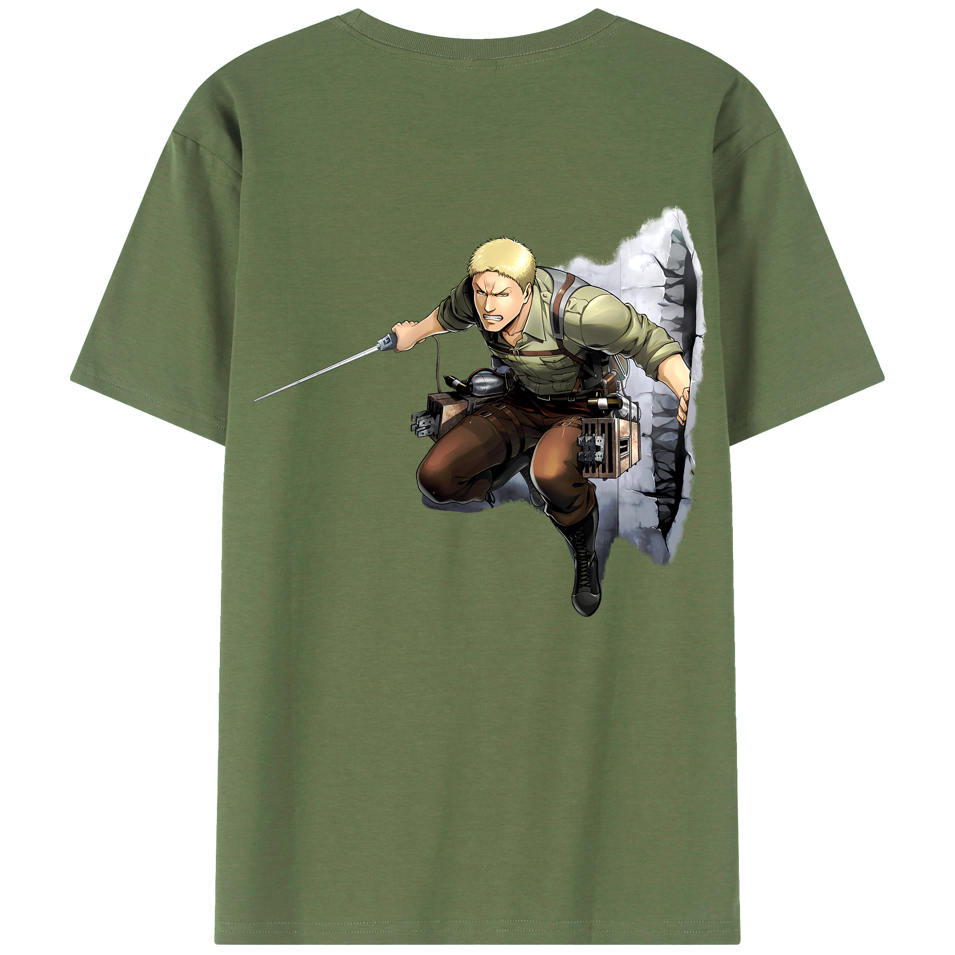 （画像用） 進撃の巨人 ライナー・ブラウン Attack on Titan Reiner Braun 綿100％ メンズ半袖Tシャツ（バックプリント） 通気性